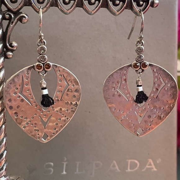 Silpada Sterling Silver Tassel Fringe with Swarovski Crystals Earrings W3382 - Picture 13 of 15